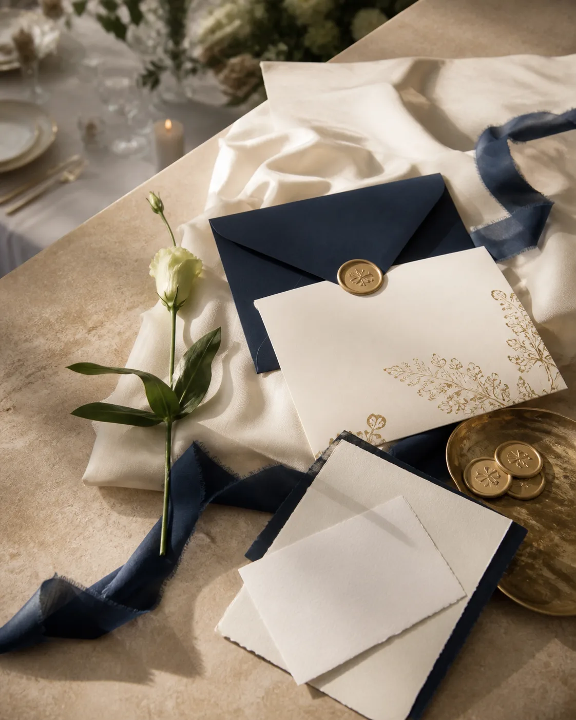 Wedding stationery arranged for an elegant celebration